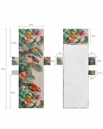 Summer Botanical Beach Lounge Chair Towel Cover, Soft Chaise Lounge Towel with Side Pockets Patio Pool Chairs Cover for Beach/Pool Sunbathing 29x85 Tropical Plants Birds Farmhouse
