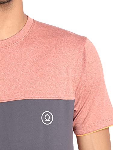 Image of CHKOKKO Men's Round Neck Gym T-Shirt Self Rust Dark Grey Orange M