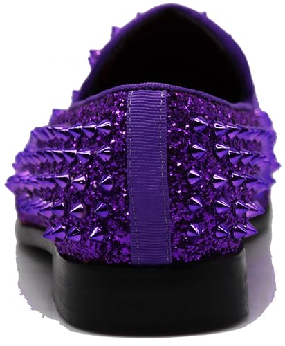 Image of SPK70 Men's Vintage Spike Dress Loafers Slip On Fashion Shoes Classic Tuxedo Dress Shoes