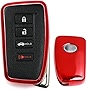 iJDMTOY Chrome Finish Red TPU Key Fob Protective Cover Case Compatible With Lexus IS ES GS RC NX RX LX 200 250 350 Remote Key