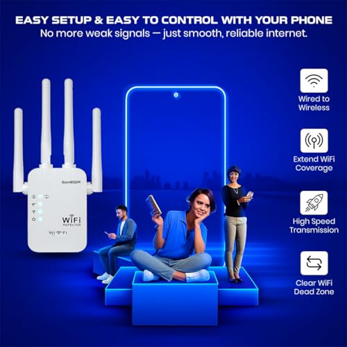 Image of GameSir WiFi Repeater 300Mbps Wireless Range Extender | 4 High-Gain Antennas | WiFi Signal Booster for Home, Office, | Supports WPS, AP & Repeater Mode (6)