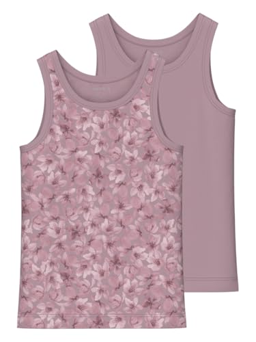 NAME IT Mädchen Nmftank Top 2p Mauve Flower Noos Unterhemd, Mauve Shadows,...