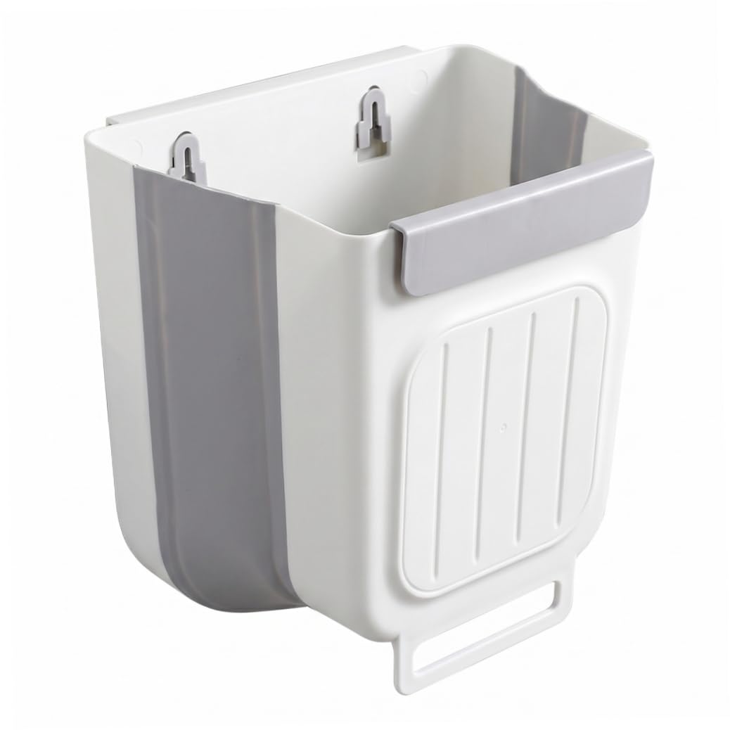 Xoeryoy Hanging Trash Can, Foldable Hanging Trash Can, Space-saving Kitchen Cabinet Bin With Large Opening, Gray 6l