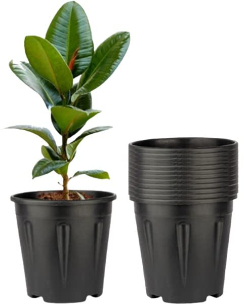 Image of 8 Inch Nursery Pots, 15 Packs Variety Plastic Pots with Drainage Hole, Plant Containers for Seedlings, Succulents, Transplanting (8 Inch, Black-Round) (Black - Round)