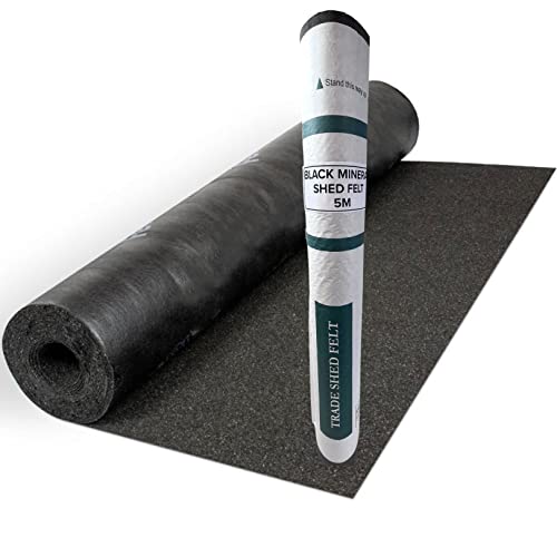 Standard Grade Shed Roof Felt Black Mineral 16.4 x 3.2ft (5m x 1m) - Durable, Long-Lasting Heavy-Duty Roofing Felt, Weatherproof Roof Covering for Summerhouses, Sheds, Kennels