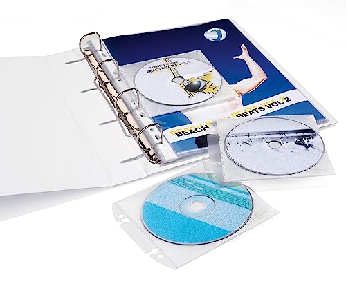 Durable CD/DVD Easy Punched Cover Pocket - Transparent (Pack of 10)