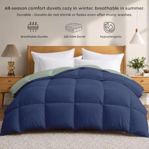 Image of AYKA Reversible Comforter 220 GSM Microfiber Reversible AC Comforter /Blanket for Winter /Quilt /Dohar /Duvets for King Size Blanket /Comforter Double Bed (Olive & Navyblue, 60 * 90 inch)