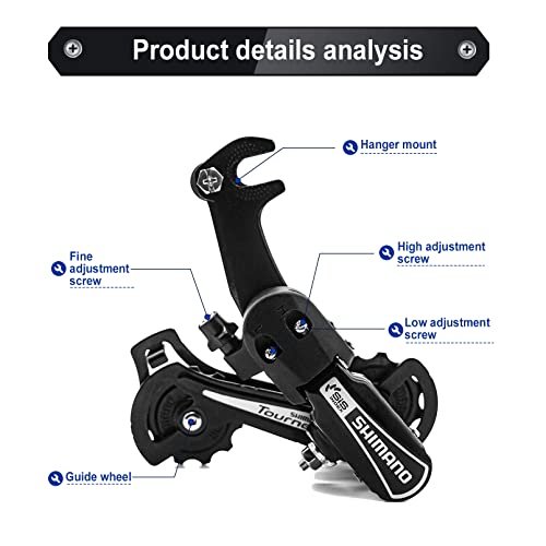 Relwears Bike Rear Derailleur Rd-Ty21B 6/7 Speed Hanger Mount Derailleur For Mountain Bike Tricycle Commuter Bike Cruiser Bike thumb #2