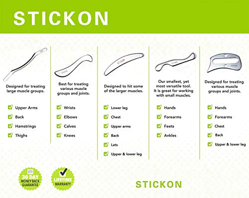 Image of STICKON Stainless Steel Gua Sha Scraping Massage Tool Set IASTM Tools Great Soft Tissue Mobilization Tool (P Shape)
