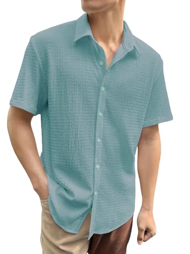 Image of GRECIILOOKS Men's Polycotton Shirt |Stylish Casual Regular Fit Shirts | Textured Half Sleeve | Slim Fit | Business & Meeting Ready (Available in Plus Size)