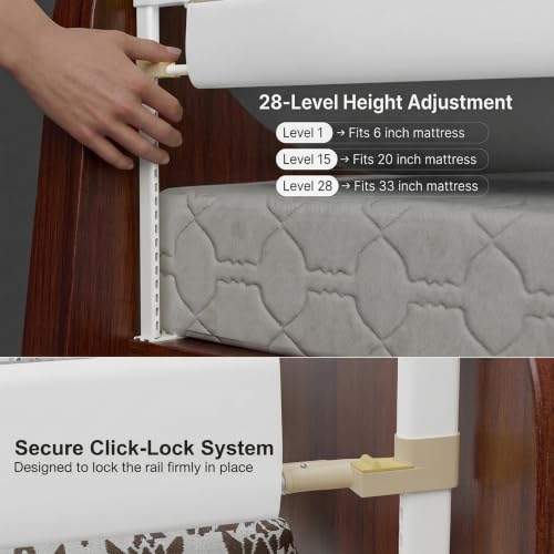 Image of BAYBEE Baby Bed Rail Guard (180x80cm) | Bed Railing for Baby Safety with 28 Height Adjustable Bedside Protector for Babies Falling | Foldable Bed Safety Guard for Kids (1 Side, (White /Beige)