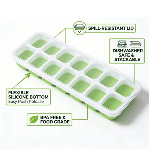 Set de 2 Moldes de Silicona para Cubitos de Hielo con Tapa miniatura 2