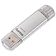 Hama 16GB USB-Speicherstick mit USB 3.0&USB 3.1-Type-C (2-in-1 USB-Stick, z.B. für Android Handy, Tablet, Computer, Notebook, MacBook, OTG, 40MB/s) USB-Typ-C Handy-Stick, Doppel Memory-Stick Silber