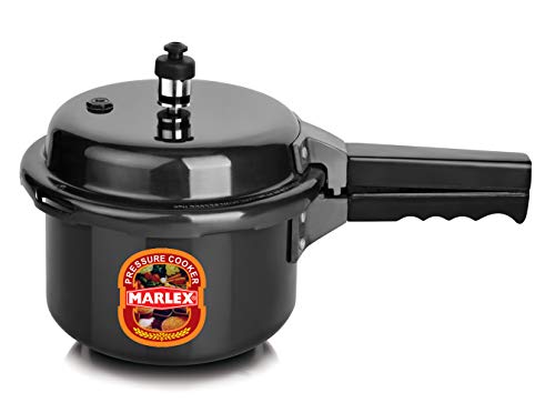Image of Marlex Regular Premium Outer Lid Hard Anodized Aluminium Pressure Cooker, Black (3 Liters)