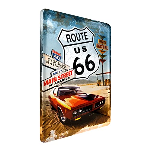 PLAQUE METAL US ROUTE 66 - MAIN STREET - 10x14 cm - FRAIS OFFERT