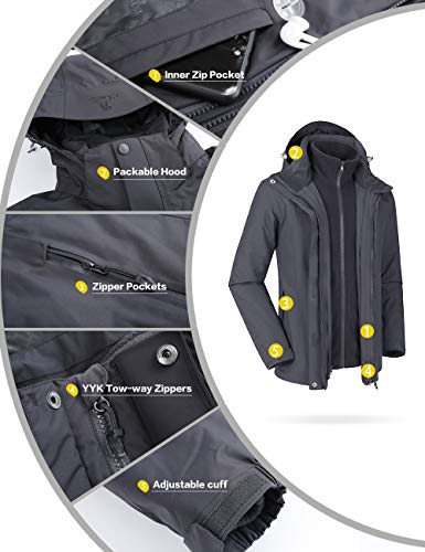 CAMEL Outdoor Jacket Men Winter Ski Jacket Windbreaker 3 in1 Hooded Rain...