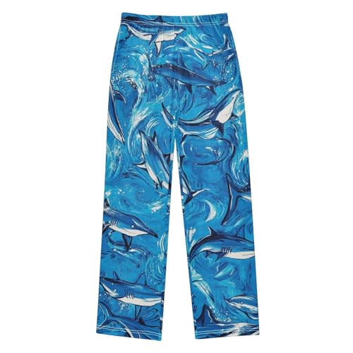 Boys' Pants Ocean Pastel Sharks Blue Long Bottoms Jogger Pants Elastic Waist Trousers with Pockets S-XL