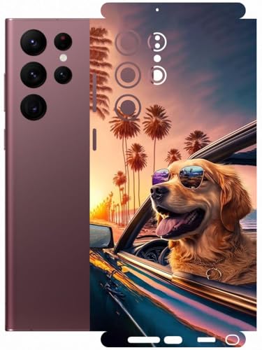 Image of AtOdds - Full Body Back Screen Guard Protector Film - Lamination Wrap Skin Sticker Compatible with Samsung Galaxy S22 Ultra | Scratchproof Matte Finish (Happy Doggo)