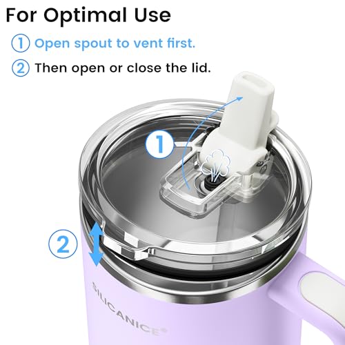Image of For Travel & Gym - Never Drink from a Moldy Lid Again: 30oz Hygienic Tumbler, 100% Leakproof Lid & Removable Foldable Spout. Reinforced Base, Fits Cup Holders- Lilac