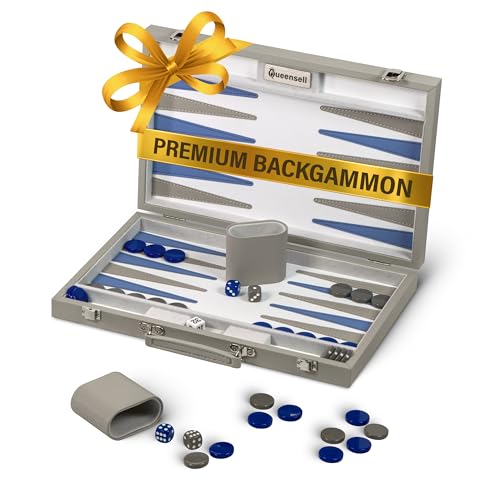 Queensell Domino D6 with 4 Holders + Backgammon Grey miniatura 6