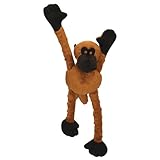 goDog Crazy Tugz Monkey Tough Plush Dog Toy with Chew Guard Technology, Brown, Large