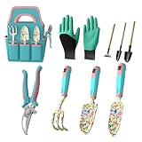 Kit de 6 Herramientas de jardinería, Herramientas de Mano de aleación de Aluminio con Bolsa de jardín, Juego de Herramientas para Exteriores robustas con Mango ergonómico