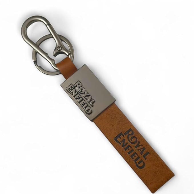 Premium Leather Keychain Metal Hook Compatible with YAMAHA Durable Faux Leather Brown Strap with Heavy-Duty Alloy Clip Stylish Bike & Car Key Holder