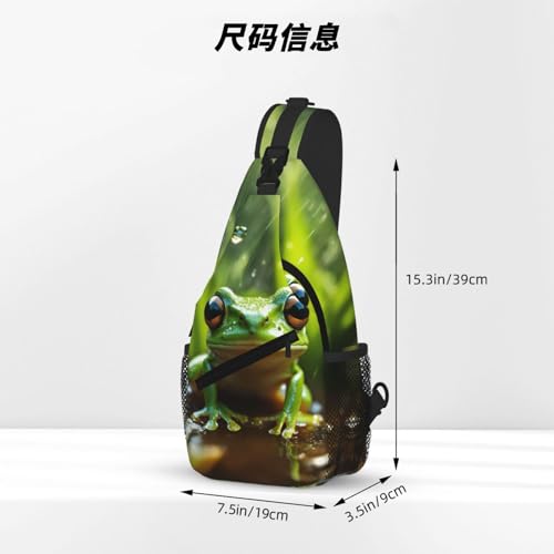 Frog And Rain Printing Cross Chest Bag Diagonally Sling Backpack Crossbody Shoulder Bags Sling Travel Hiking Daypack4