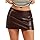 OZICERD Women Faux Leather Skirt Low Rise A Line Leather Skort Mini Skirt with Shorts Going Out Club Jupe Pleather Skirts Y2k Brown S