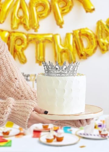 Image of Fesciory Birthday Crown for Women, Gold Plated Crystal Tiara with Sash | Sparkling Princess Queen Tiara, Adult Fit, Birthday, Wedding, Prom, Coming of Age Gifts & Halloween Costume Accessories