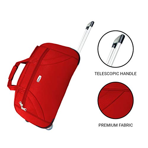 Image of Timus Club Mumbai 55 CM Red 2 Wheel Duffle Trolley Travel Bag for Women and Men