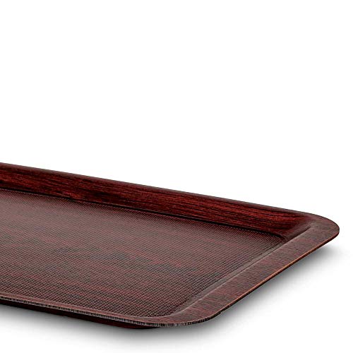 Image of Freelance Nature Kraft Serving Tray Mahogany, 32x44 cm, Rectangle, Non-Slip Surface, Decorative Anti-Skid Kitchen & Dining /Coffee Table Trays for Breakfast /Food /Tea - Brown, Made in Europe