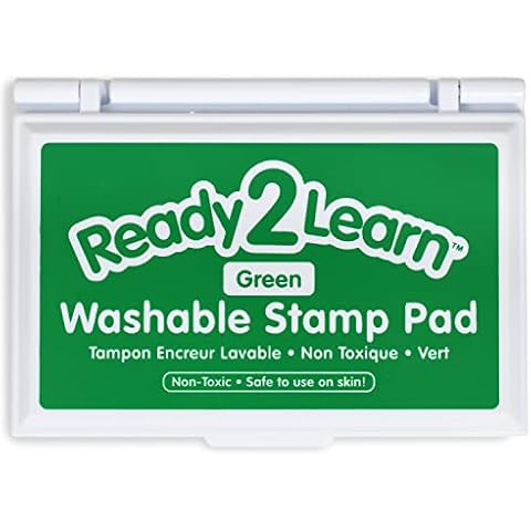 READY 2 LEARN Washable Stamp Pad - Green - Non-Toxic - Fade Resistant - Perfect for Scrapbooks, Posters and Cards Cover
