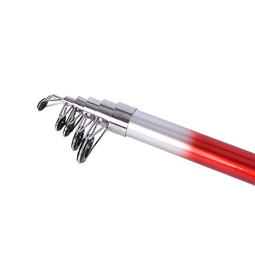 Cana de pesca, Andoer Vara de pesca telescópica portátil de 2,1 m Vara de pesca de fibra de vidro Vi