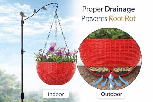Image of Plastic Plant Pot With Hanging Chain, Multicolour, Pot Diameter -7.1 Inch, Pot Height-4.8 Inch, Pot Thickness-3 mm, Chain Length-13 inch approx., 4 Pieces