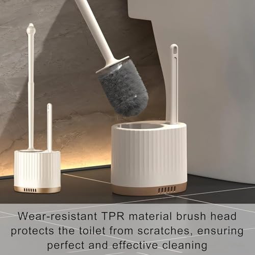 Image of HomeCloud Wall Mounted Silicone Toilet Brush | Soft Bristle Bathroom Cleaning Brush with Holder | Modern Japanese Design | Quick-Drying & Hygienic (White)