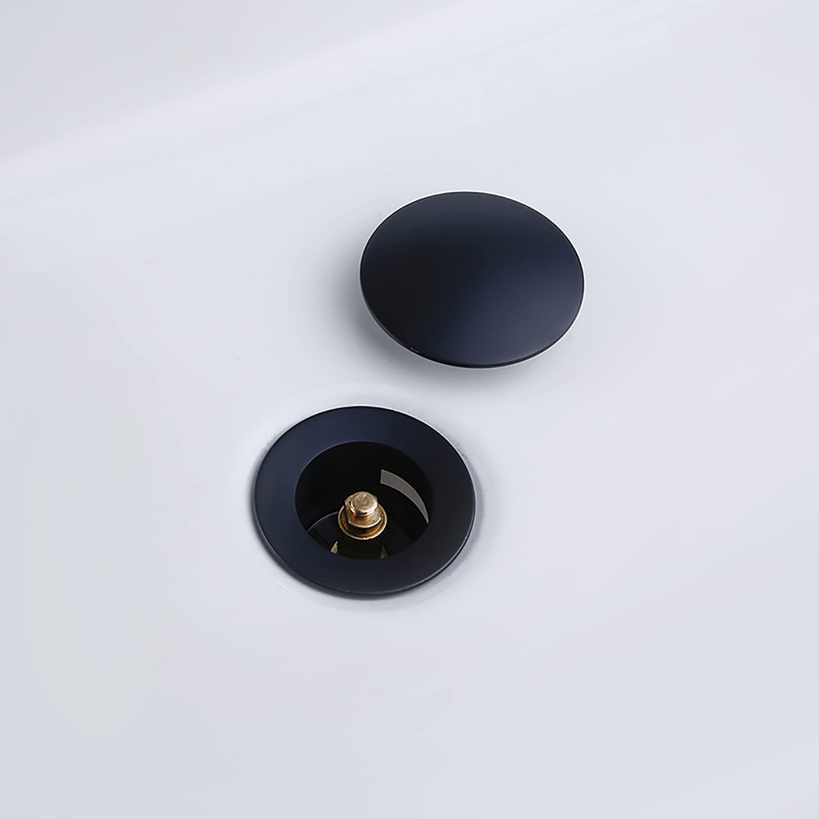 Pop-up Bonde de Lavabo Laiton Clic-clac Bonde de Vidage Lavabo Noir Mat Bonde D'écoulement Ronde Ecoulement de Lavabo pour Evier ou Lavabo,Without Overflow