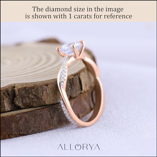 Round Lab Grown White Diamond Twisted Ribbon Engagement Ring for Women in 10K Solid Gold4