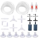 ANTHYTA Aquarium Standard Air Luftpumpe Zubehör Bubble Air Steins mit 2 Luftschlauch 6 Saugnapf 2 Rückschlagventil 2 Ausströmerstein Schlauchverbinder Rückschlagventil für Aquarium Fish Tank Zubehör