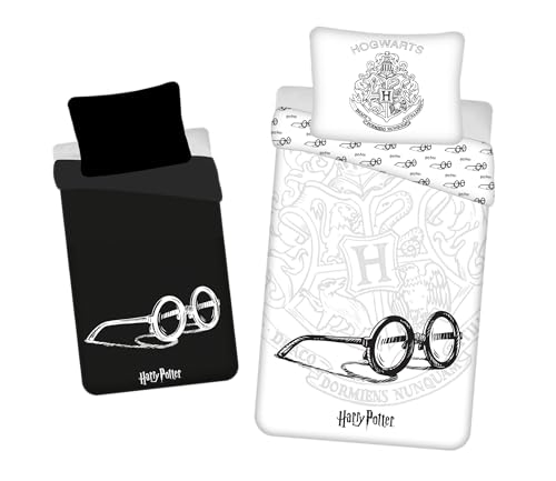 HARRY POTTER Colecciones de Ropa de Cama Infantil de la Marca Modelo Glasses im Dunkeln Leuchtende Bettwäsche 140Ã—200cm, 70Ã—90 cm