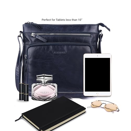 Image of LEDERBUCK Olga Women's Extra-Large Genuine Leather Crossbody Purse - Soft Triple-Zip Shoulder Bag