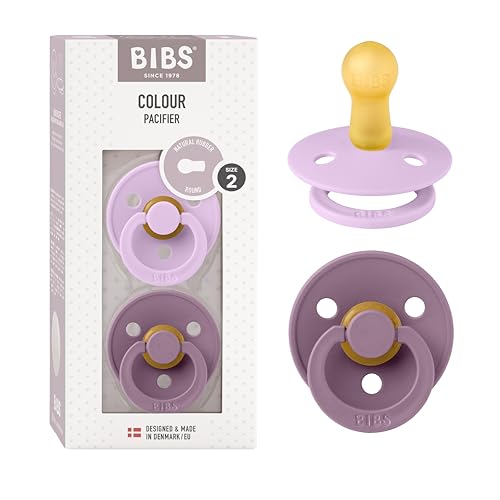Image of BIBS Pacifiers Colour Collection | Natural Rubber Baby Pacifier | Set of 2 BPA-Free Soothers | Made in Denmark | 6+ Months (Pack of 2) | Violet Sky /Mauve
