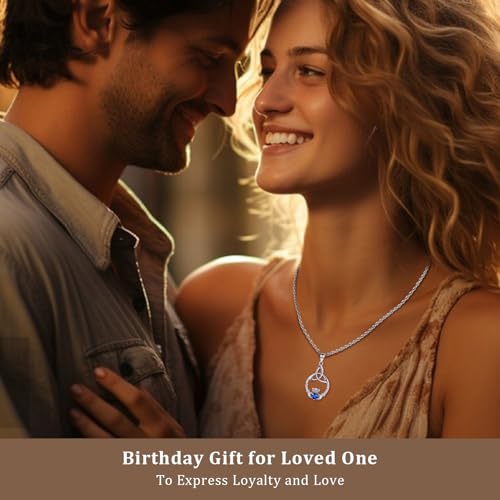 Gift Birthstone Necklaces for Women 925 Sterling Silver Irish Claddagh Necklace for Women Heart Birthstone Pendant Necklace Anniversary Birthday Gifts for Wife Lady Cable Chain 18"+2"3