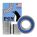PGN (10 Pack) 6206-2RS Bearing - Lubricated Chrome Steel Sealed Ball Bearing - 30x62x16mm Bearings with Rubber Seal & High RPM Support