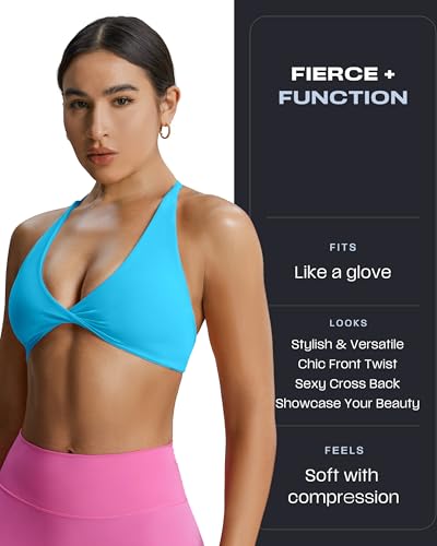 Image of Aoxjox Women's Workout Sports Bras Fitness Metamorph Sienna Twist Bra Yoga Crop Tank