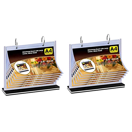 Bloepum 2X A4 Flip Table Menu Stand Multi-Page Table Card Rack Menu Display Stand Menu Holder