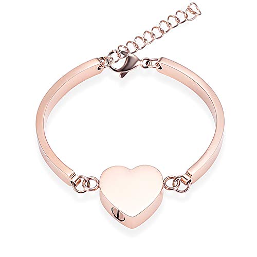 zeqingjw Heart Cremation Bracelet for Ashes Stainless Steel Urn Bangles for Ashes Memorial