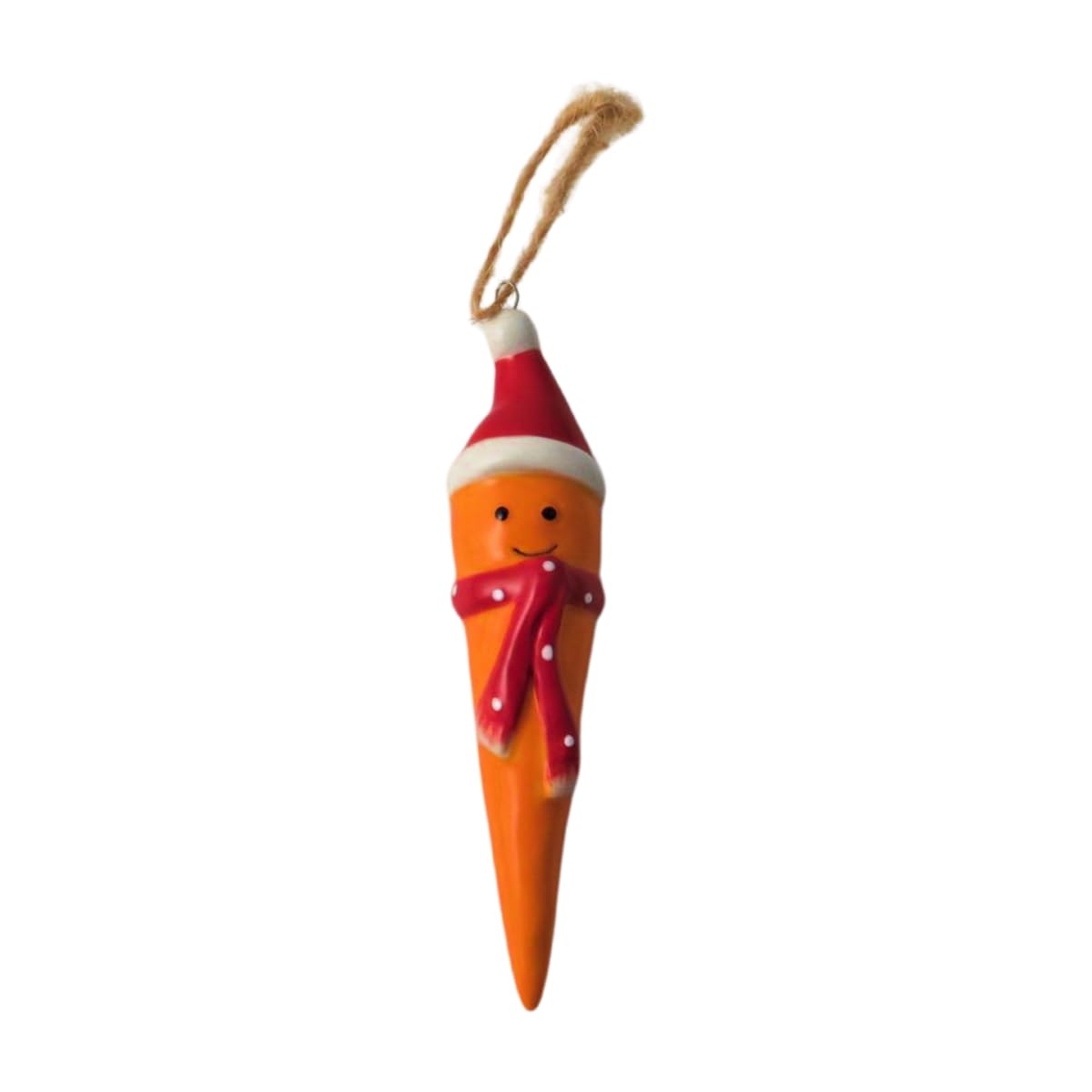 Carrot Christmas Tree Decoration Ceramic Hanging Ornament with Santa Hat and Scarf Novelty Festive Decoration