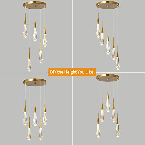 Suspension LED dimmable dorée en cristal pour îlot de cuisine