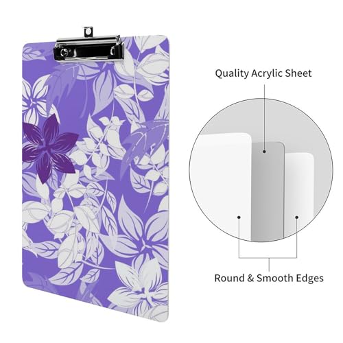 Planchettes à pince porte document avec clip à profil bas A4 fleur violette